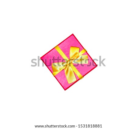 Present box isolated on white background. Birthday parties. Sale and discount. Christmas shopping ideas. Special offer. Copy space. Black Friday concept.