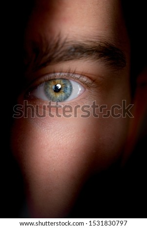 hidden eyes in the shadows spying concept  Royalty-Free Stock Photo #1531830797