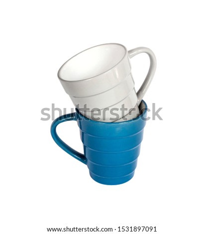Two mugs isolated on white background with clipping path