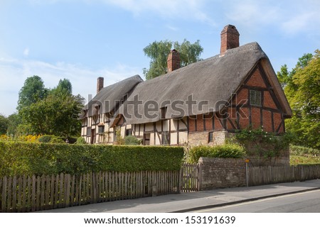 Anne Hathaway's (William Shakespeare's wife) thatched cottage and garden at Shottery,  Stratford upon Avon, England Royalty-Free Stock Photo #153191639