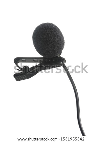 Lavalier condenser recording microphone isolated on white background