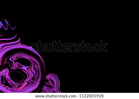 abstract black background with colored pink curl lines