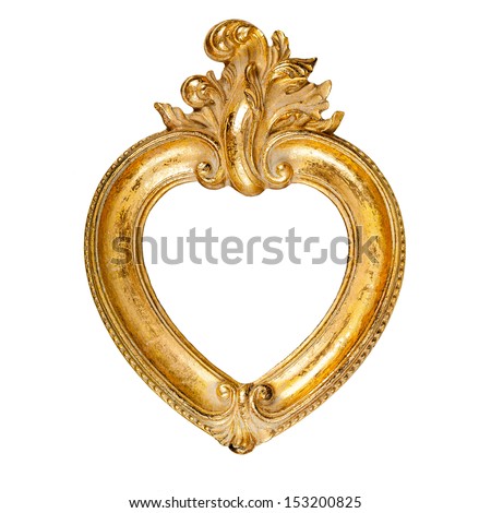Old vintage ornate heart shaped picture frame
