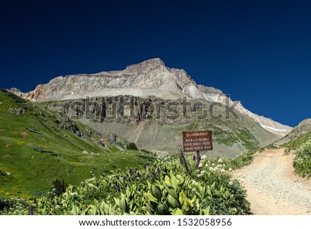 Sign at Yankee Boy Basin, Mount Sneffels Wilderness, Ouray, Colorado