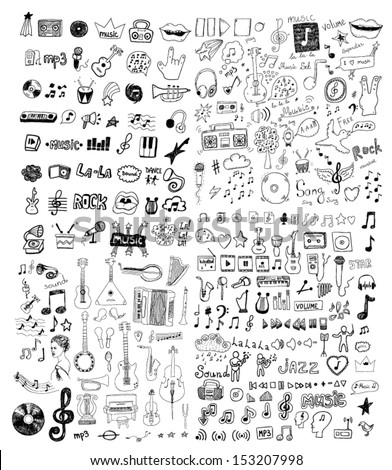 Set of music symbols Royalty-Free Stock Photo #153207998