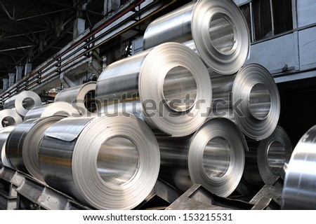 Rolls of aluminum sheet Royalty-Free Stock Photo #153215531