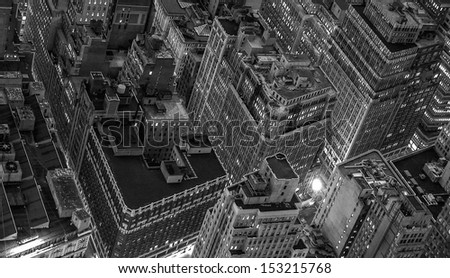Wonderful New York City skyline with urban skyscrapers at night.