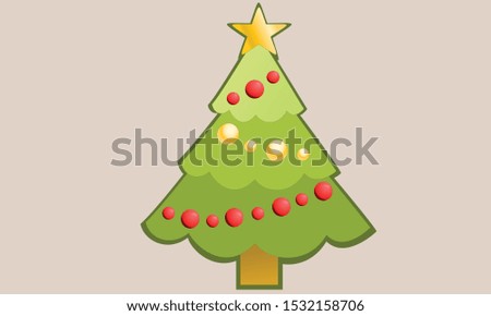 Realistic decorated Christmas tree with red ornaments and light bauble isolated on white background icons vector