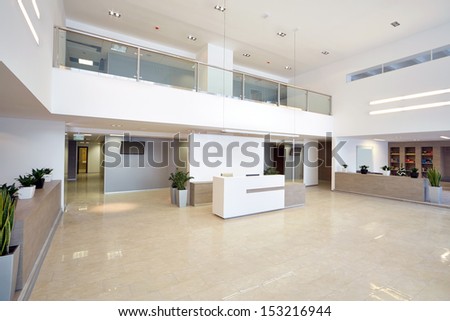 Spacious empty reception hall in modern building