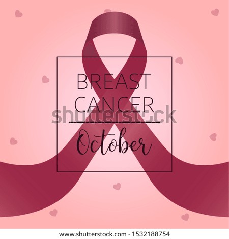 Breast cancer poster with a pink awareness ribbon - Vector illustration