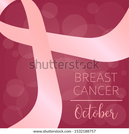 Breast cancer poster with a pink awareness ribbon - Vector illustration