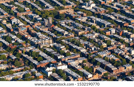 Aerial view of Brooklyn, New York in the summer