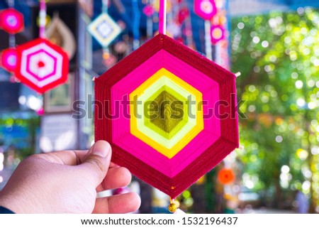 Colorful paper flag in the temple