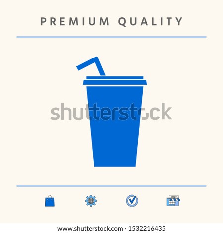 Paper cup with drinking straw icon. Graphic elements for your design