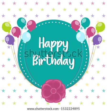 Colored birthday card with text and balloons - Vector
