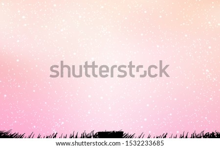 Light Pink vector pattern with night sky stars. Space stars on blurred abstract background with gradient. Template for cosmic backgrounds.