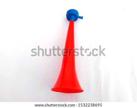 blank vuvuzela stadium plastic horn.fan vuvuzela trumpet isolated on white background