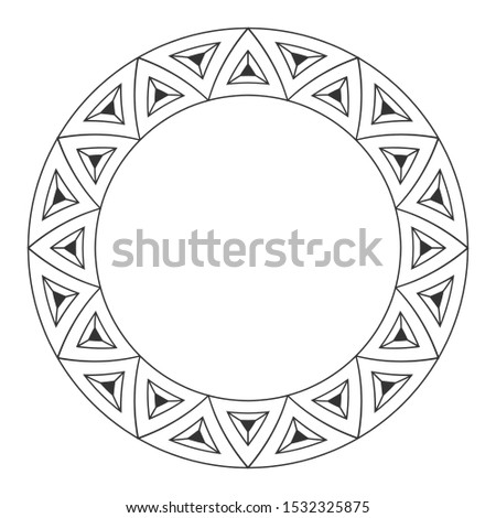 Elegant luxury frame made of triangles. Stylish round ornament with a place for your text isolated on white background. Design elements. Template for greeting card, invitation. Vector illustration.