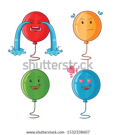 set of baloon mascot vector cartoon art illustration