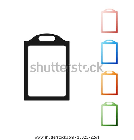 Black Cutting board icon isolated on white background. Chopping Board symbol. Set icons colorful. Vector Illustration