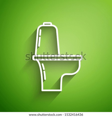 White line Toilet bowl icon isolated on green background.  Vector Illustration