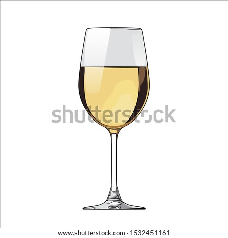 A glass of white wine. Vector illustration