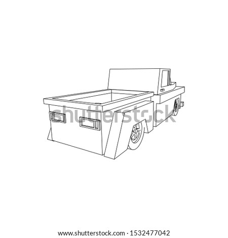 Line art illustration of classic truck vintage isolated on white