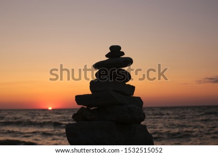 natural beauty of the sea sunset landscape, pacification and loneliness at dawn