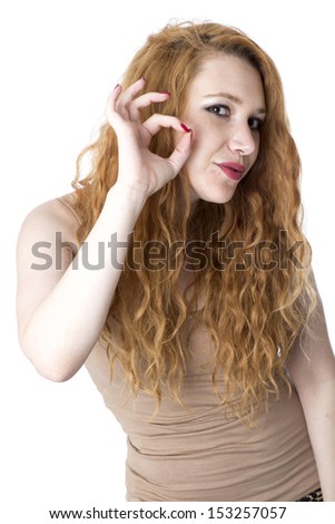 Happy Young Woman Making OK Sign