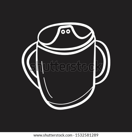 Toddler Sippy Cup Hand Drawn icon flat black