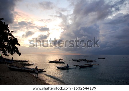Seascape at sunrise at Whale Shark Village in Oslob, Cebu, Phillipines
