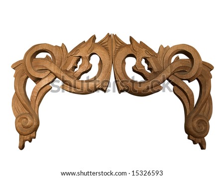 Element of a carved framework with dragons