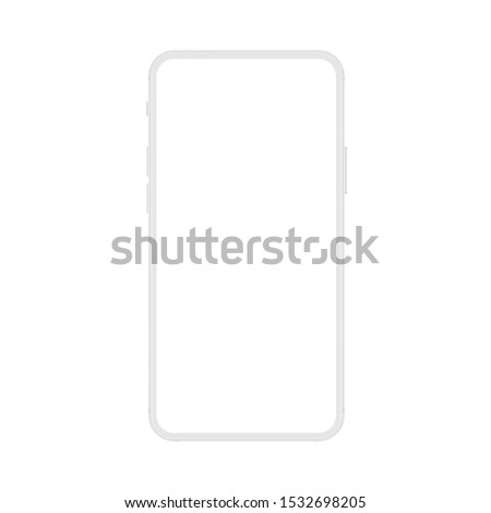 New version of soft white frameless display modern smatphone. Cell phone smart phone realistic mockup vector illustration. Royalty-Free Stock Photo #1532698205