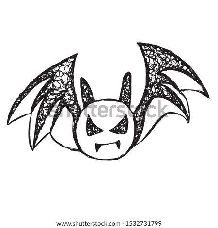 Vector Illustration of Hand Drawn Sketch of Halloween Spooky Bat Icon on Isolated Background