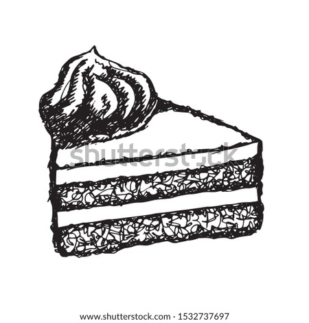 Vector Illustration of Hand Drawn Sketch of Birthday Bakery Cake Icon on Isolated Background