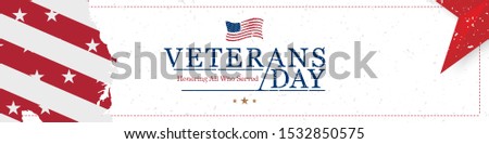 Happy Veterans Day. Greeting card with USA flag on background with texture. National American holiday event. Flat vector illustration EPS10