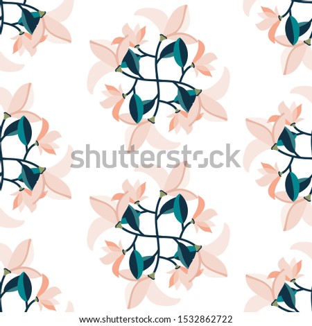 floral seamless pattern with hand drawn cute pink flowers. Creative floral texture for fabric, wrapping, textile, wallpaper, apparel. Vector illustration