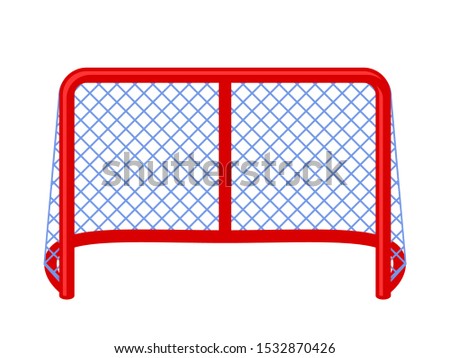 Empty hockey gate flat vector illustration. Competitive team sport, game accessory isolated on white background. Professional amateur ice hockey, street hockey attribute. Winter activity symbol