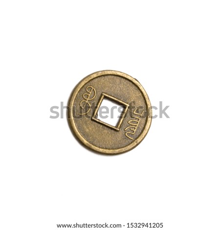 Chinese coin on a white background isolate