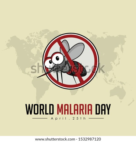 World Malaria Day with stop mosquito vector cartoon design