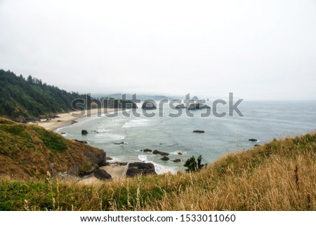 picture of the view towards Cannon Beach, taken at Ecola State Park in Oregon, USA.