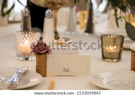 The wedding table  setting dinner.