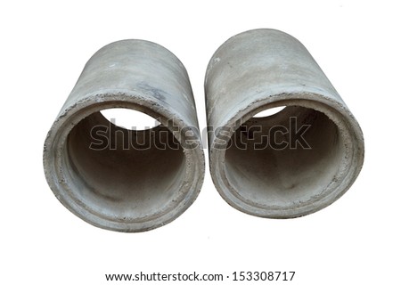 Drainage concrete pipe on white background.