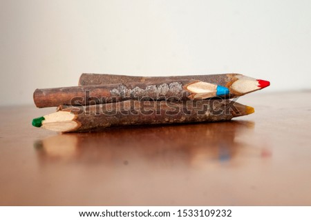 Wooden pencil in color.  Wooden pencils coloring various colors.