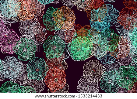 Light Green, Red vector natural backdrop with leaves. Flowers in natural style on white background. Doodle design for your web site.