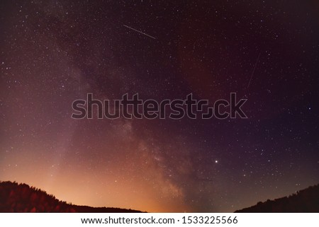 Milky Way and Jupiter Planet in the night sky.