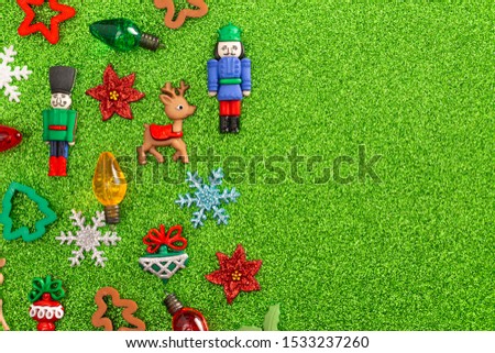 Festive Holiday Background with Various Christmas Theme Toys