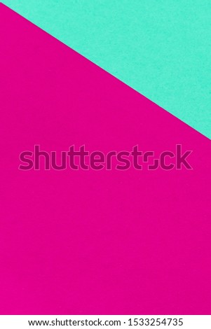 Mint purple paper background. Geometric figures, shapes. Abstract geometric flat composition. Empty space on monochrome cardboard. Card board background. Diagonal direction