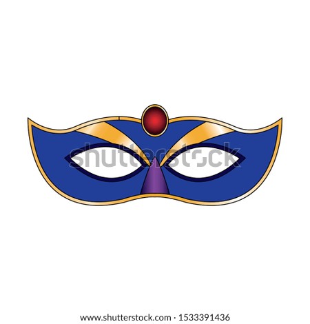 colorful Mardi gras mask icon over white background, vector illustration