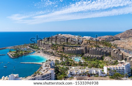 Landscape with Anfi beach and resort, Gran Canaria, Spain Royalty-Free Stock Photo #1533396938